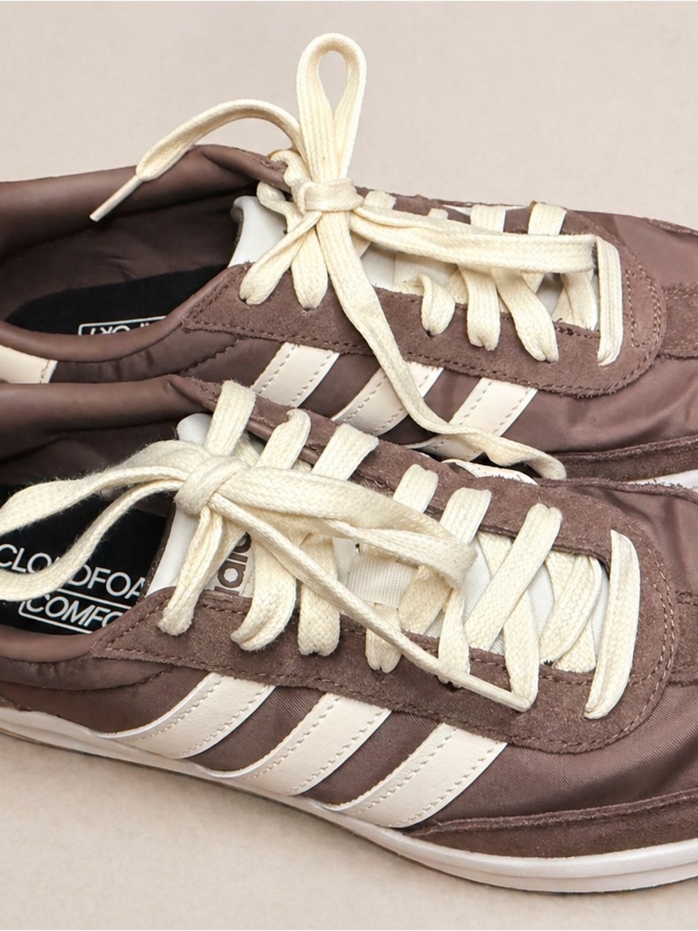 adidas Women's Brown & Cream Retro Lace-Up Sneakers
